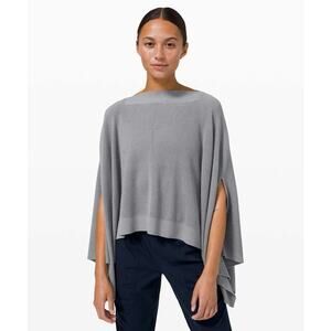 Lululemon Forward Flow Cape Womens One Size Asymmetrical Hem Wrap Pullover Gray